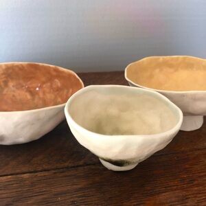 Handcrafted Porcelin Ceramic Bowls Set - Cream, Tan, and Brown